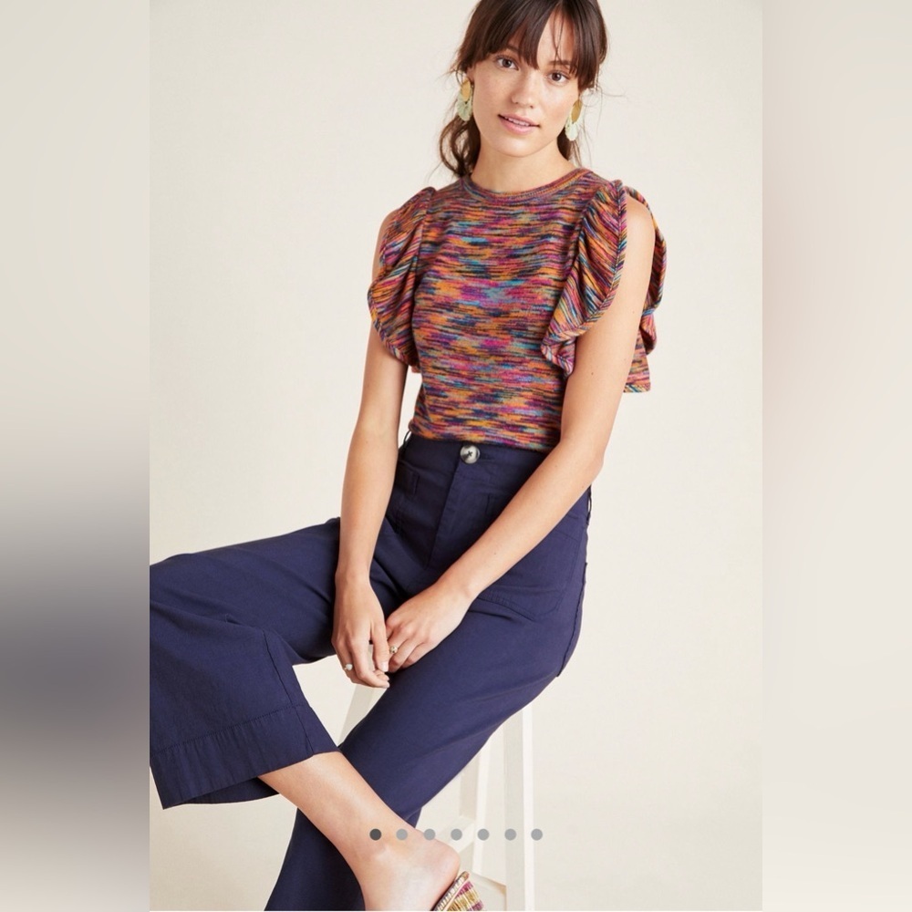 Anthropologie Ruby Flutter Sleeved Sleeveless Top in EUC Size Small
